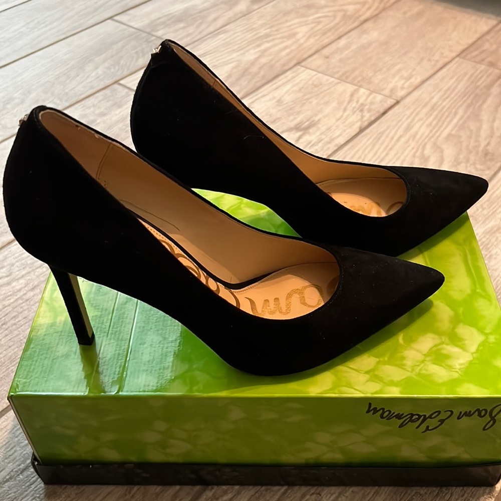 SAM EDELMAN HAZEL PUMP BLACK SUEDE 8.5 WOMEN